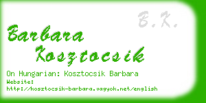 barbara kosztocsik business card